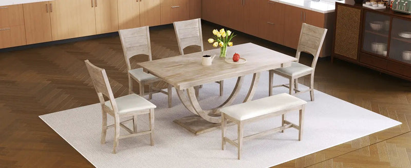 TOPMAX 6-Piece Wood Half Round Dining Table Set by HouseOfZazla