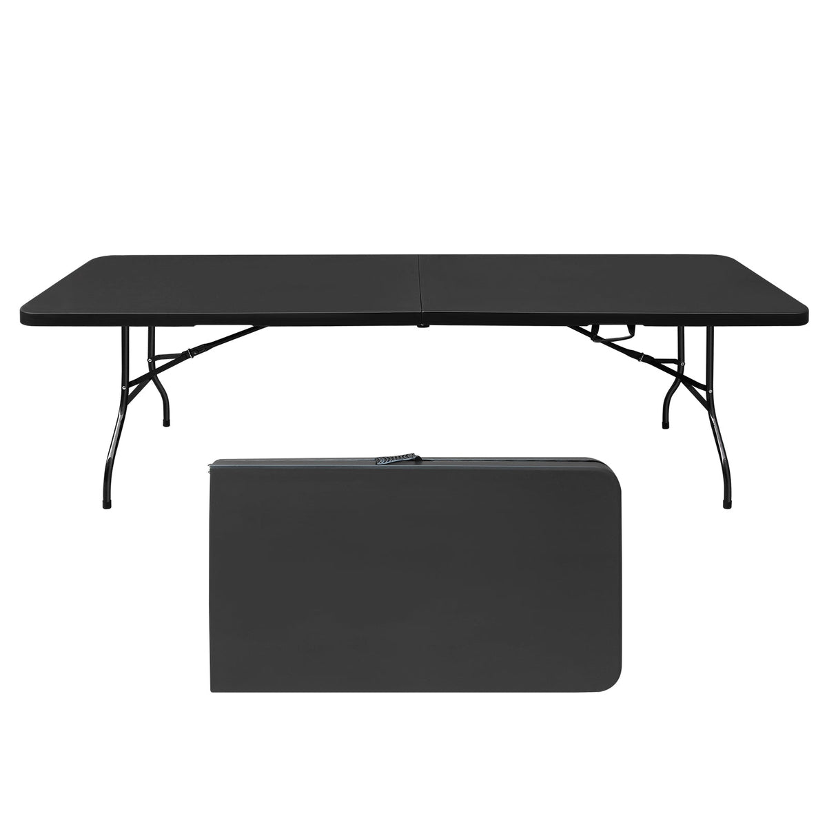 8ft Folding Outdoor Table with Iron Frame - White