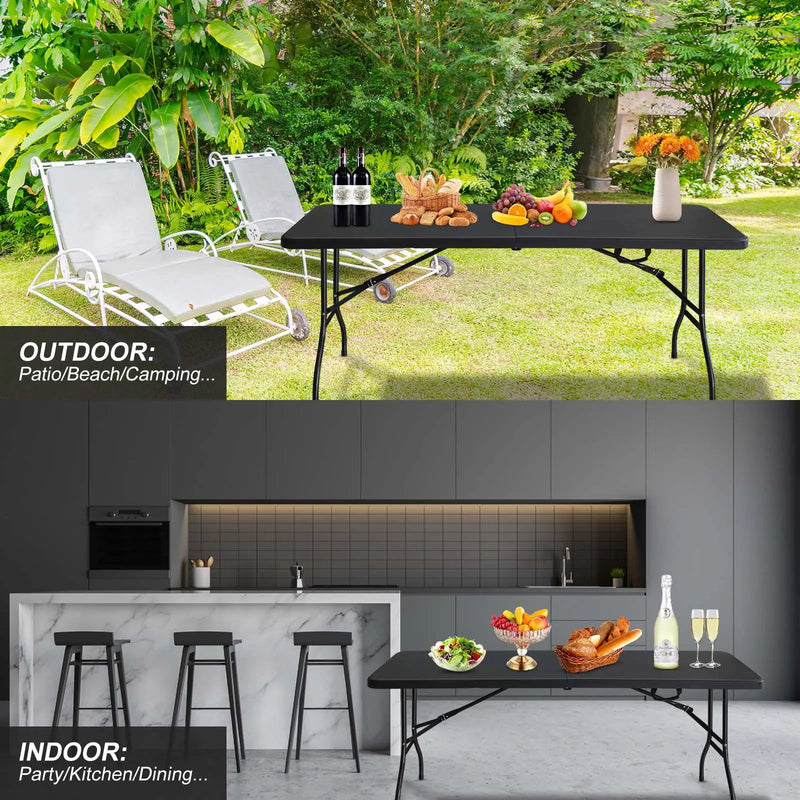 6ft Folding Table - Portable Plastic Table for Camping and Picnics by HouseOfZazla