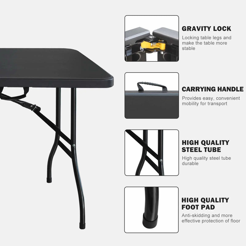 6ft Folding Table - Portable Plastic Table for Camping and Picnics by HouseOfZazla