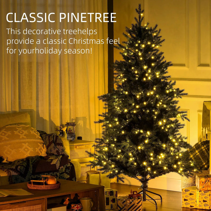 HOMCOM 6Ft Tall Prelit Artificial Christmas Tree Holiday Décor by HouseOfZazla