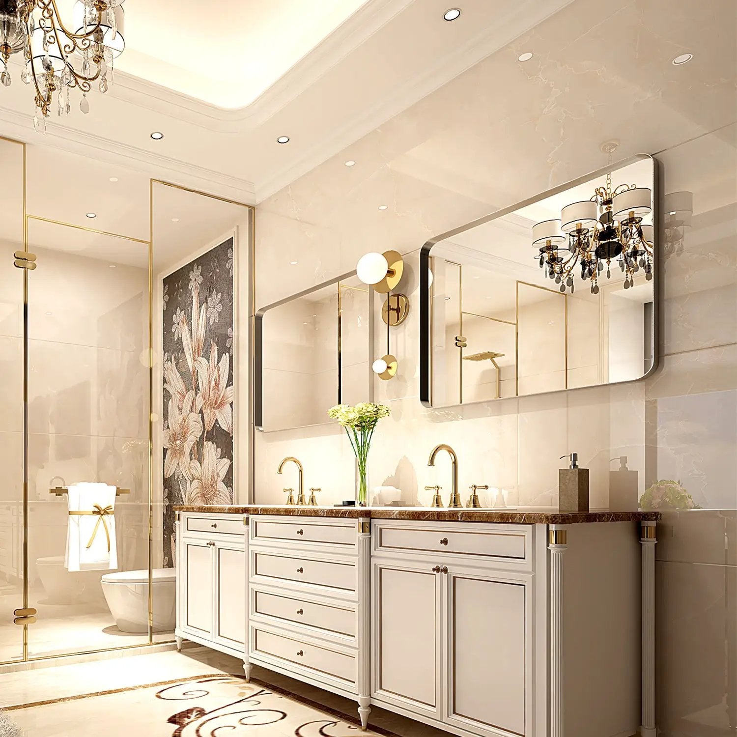 36x30 Inch Glossy Brushed Bathroom Mirror by HouseOfZazla