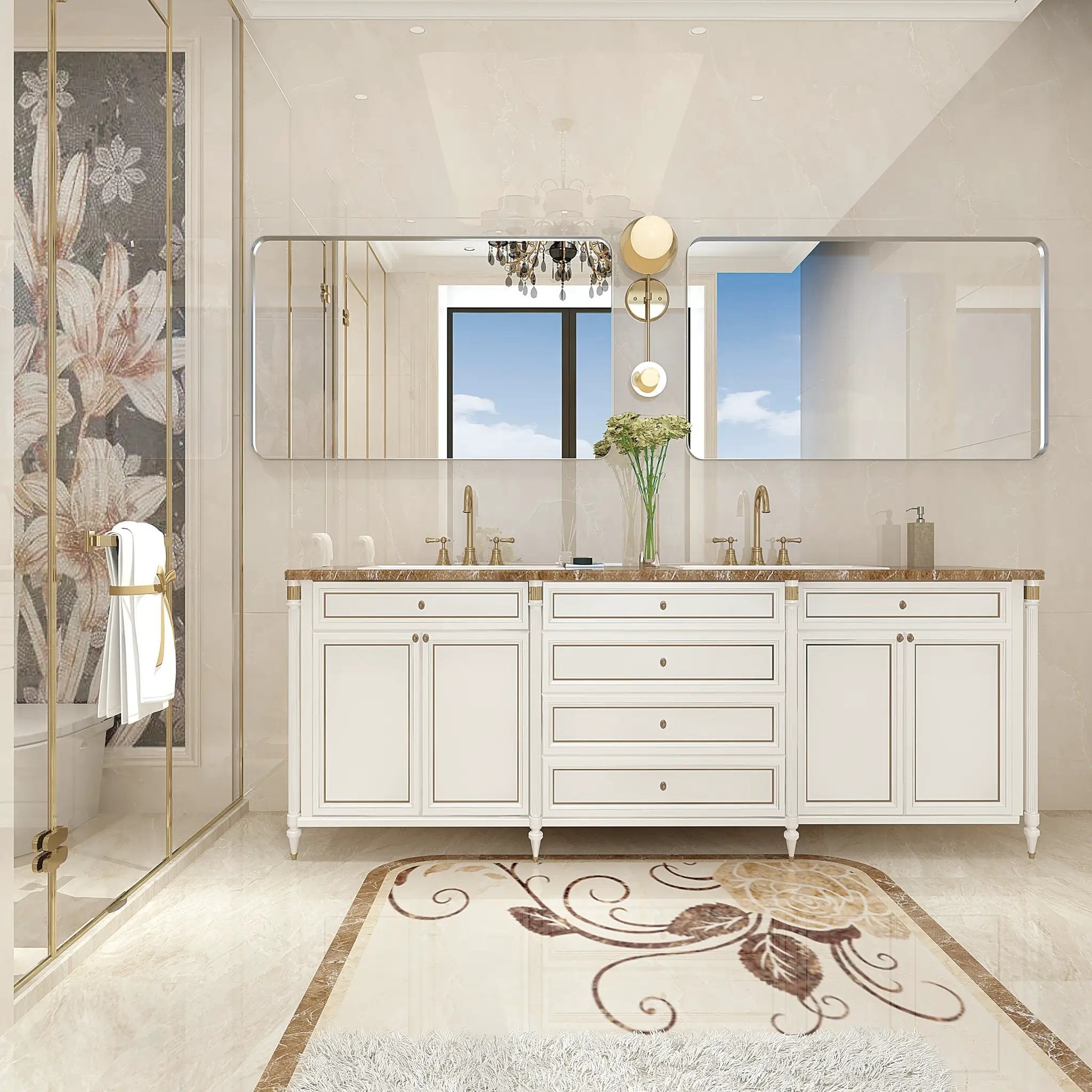36x30 Inch Glossy Brushed Bathroom Mirror by HouseOfZazla