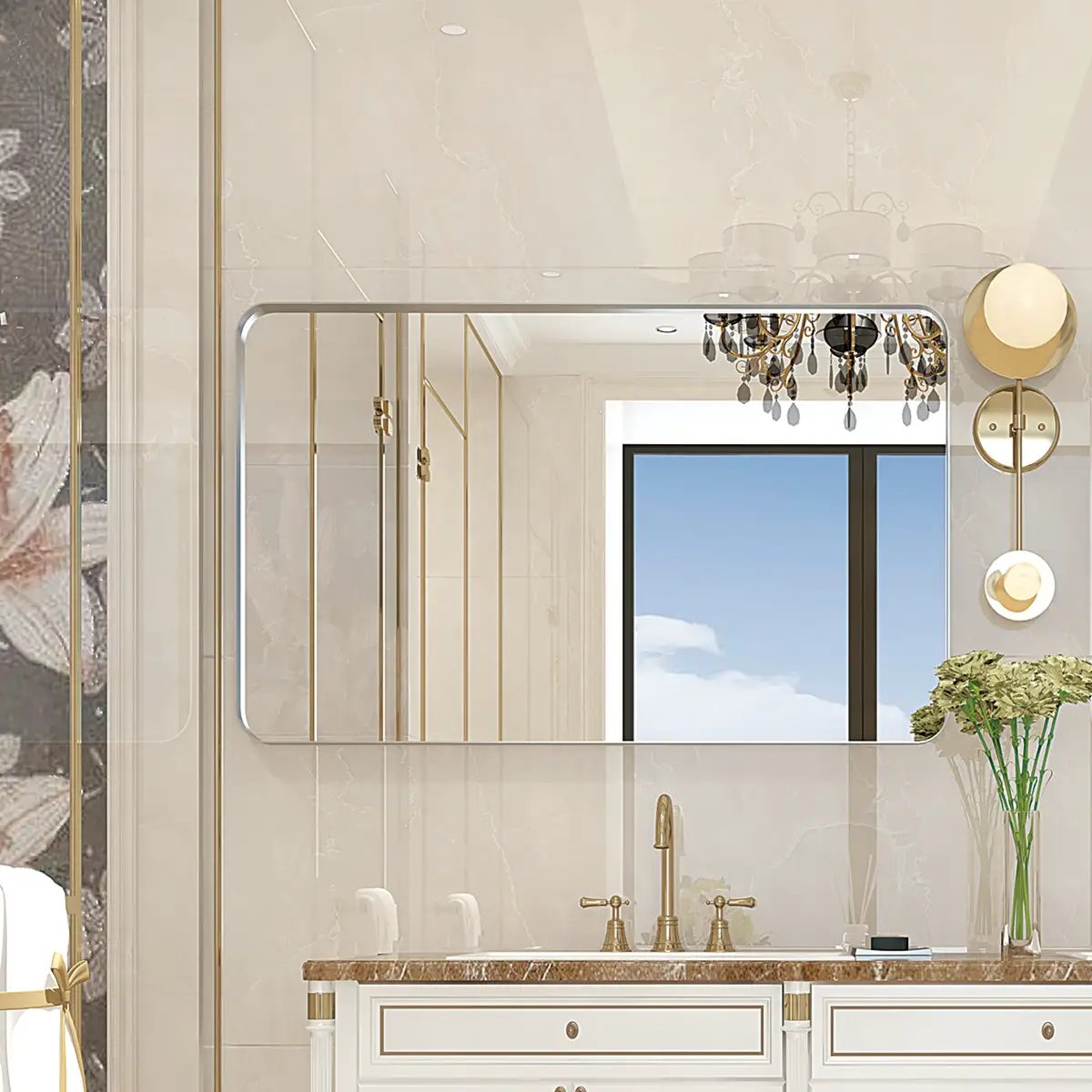 40x30 Inch Brushed Bathroom Mirror by HouseOfZazla