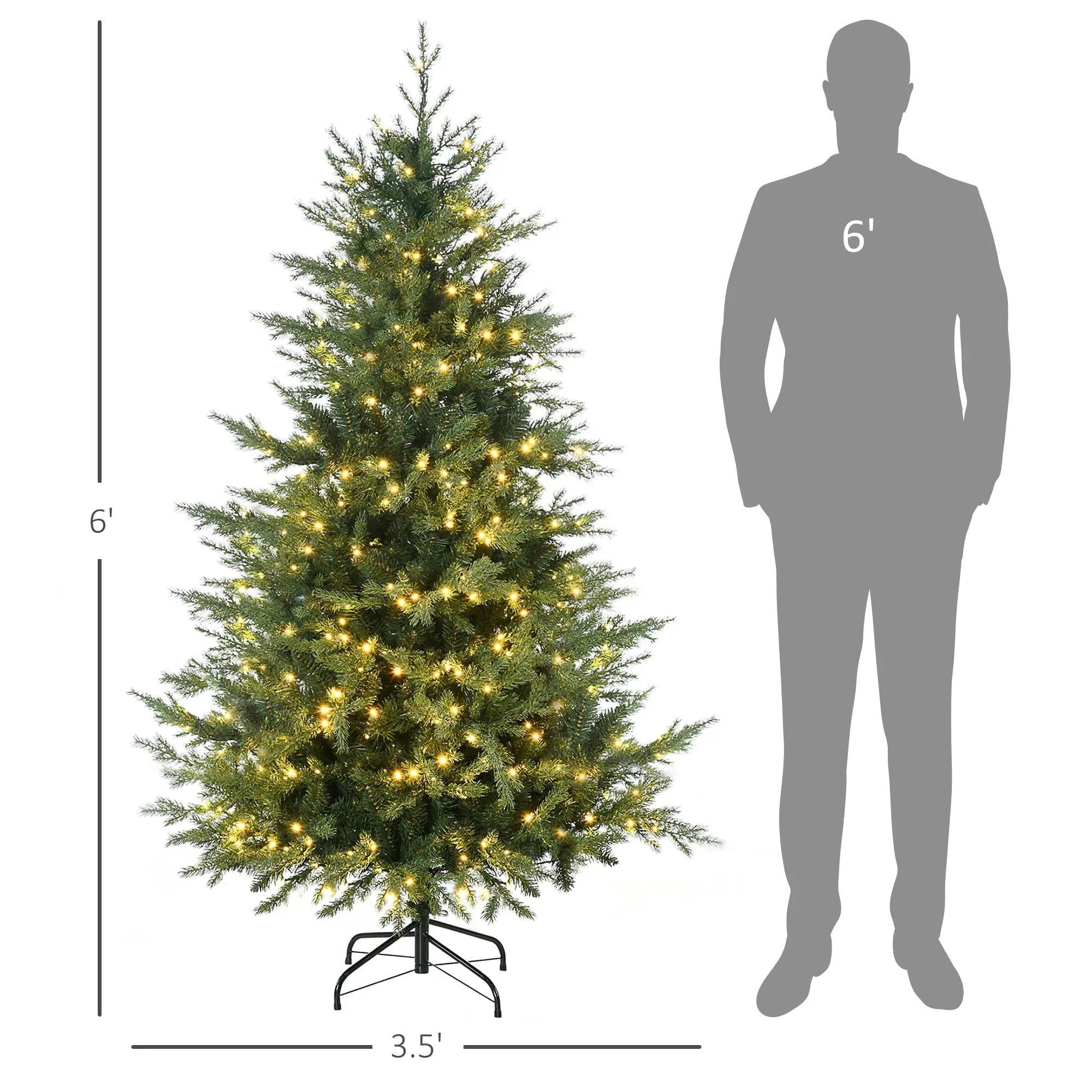 HOMCOM 6Ft Tall Prelit Artificial Christmas Tree Holiday Décor by HouseOfZazla