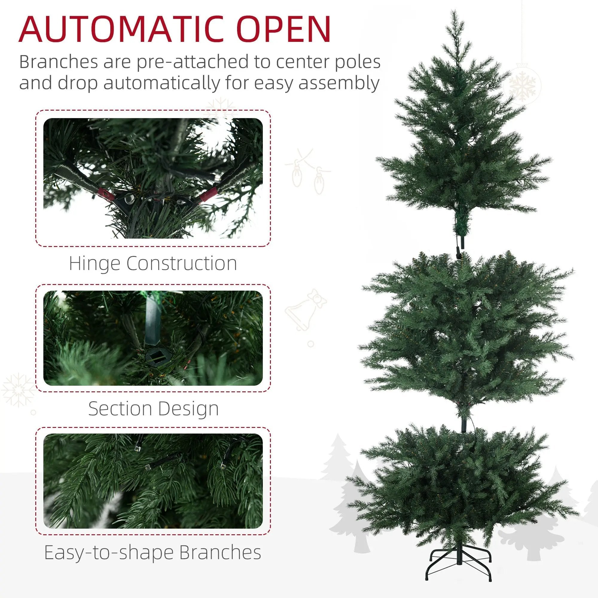 HOMCOM 6Ft Tall Prelit Artificial Christmas Tree Holiday Décor by HouseOfZazla