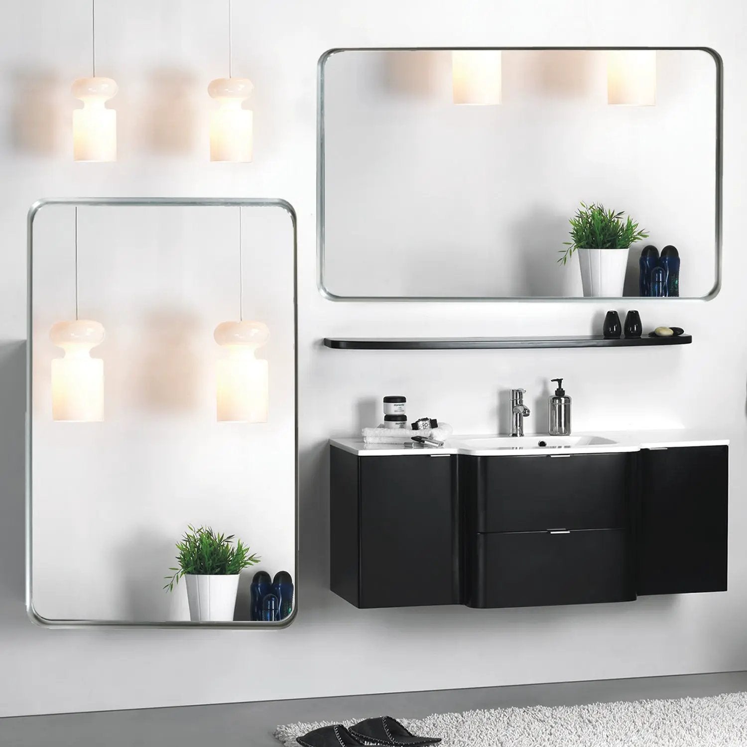 36x30 Inch Glossy Brushed Bathroom Mirror by HouseOfZazla