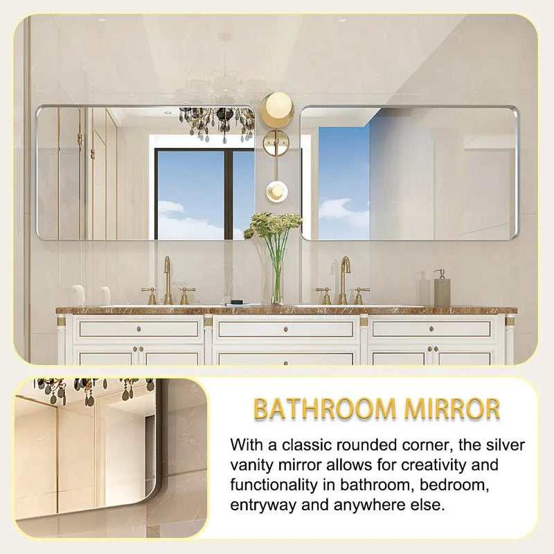 36x30 Inch Glossy Brushed Bathroom Mirror by HouseOfZazla