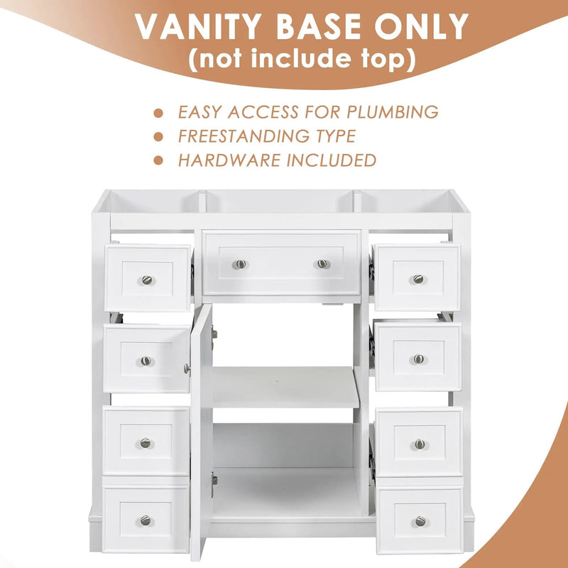 36" Bathroom Vanity without Sink, Cabinet Base Only by HouseOfZazla