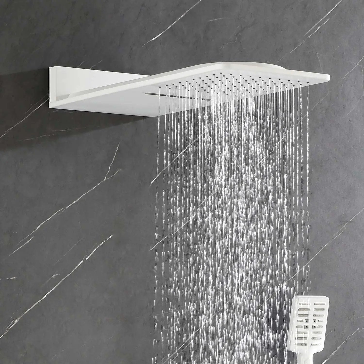 Wall Mounted Waterfall Rain Shower System With 3 Body Sprays & Handheld Shower by HouseOfZazla