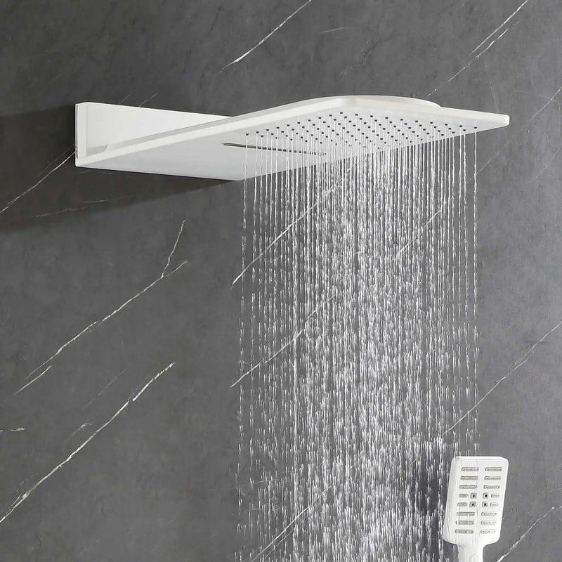 Wall Mounted Waterfall Rain Shower System With 3 Body Sprays & Handheld Shower by HouseOfZazla