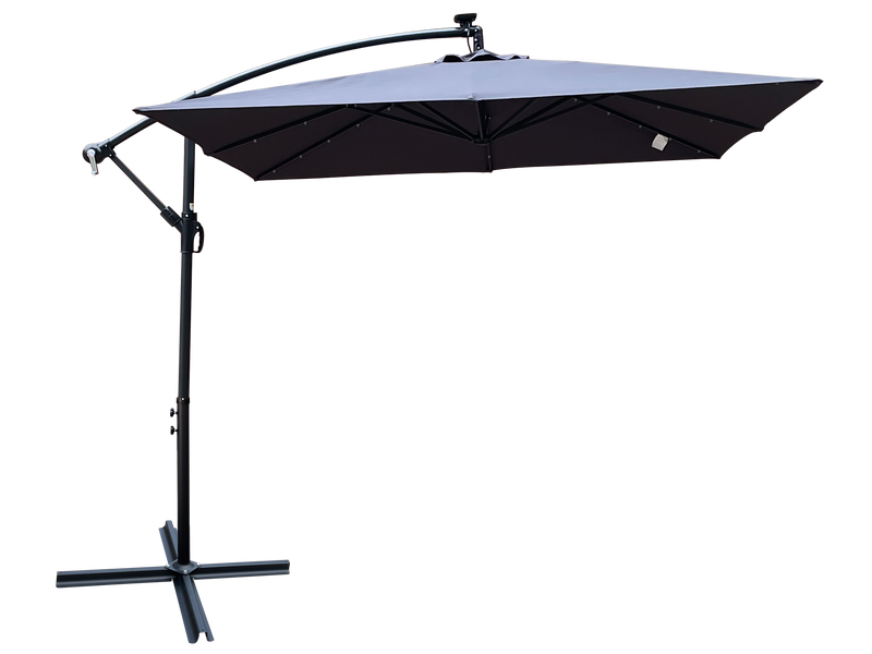 Square 2.5x2.5M Outdoor Patio Umbrella with Solar LED Lights by HouseOfZazla