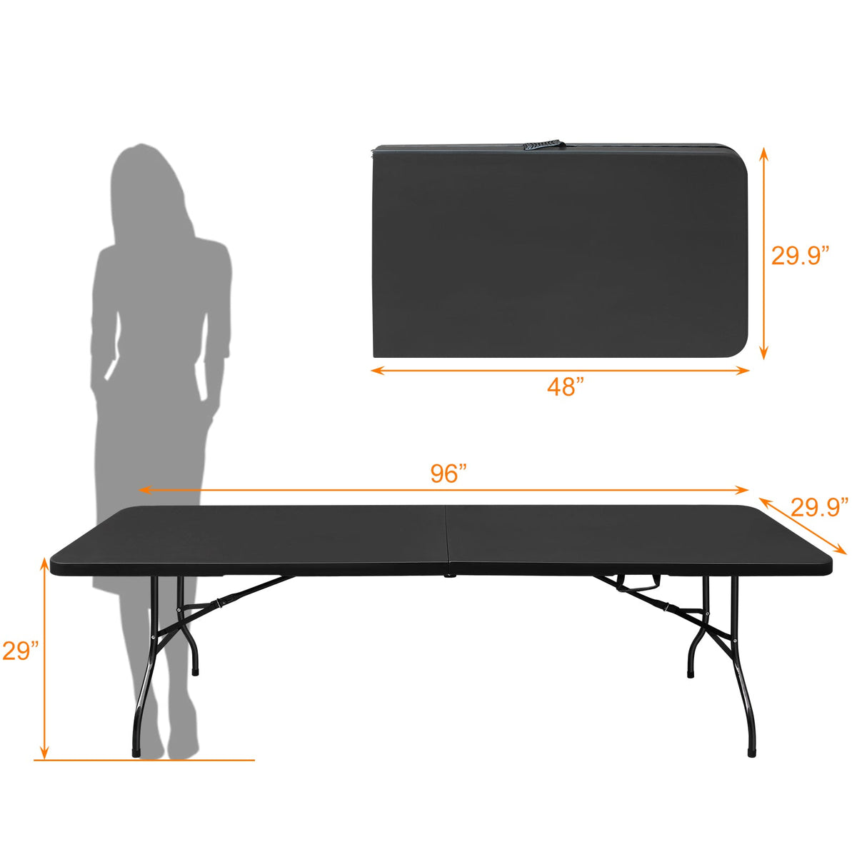 8ft Folding Outdoor Table with Iron Frame - White, photo 2 of 6