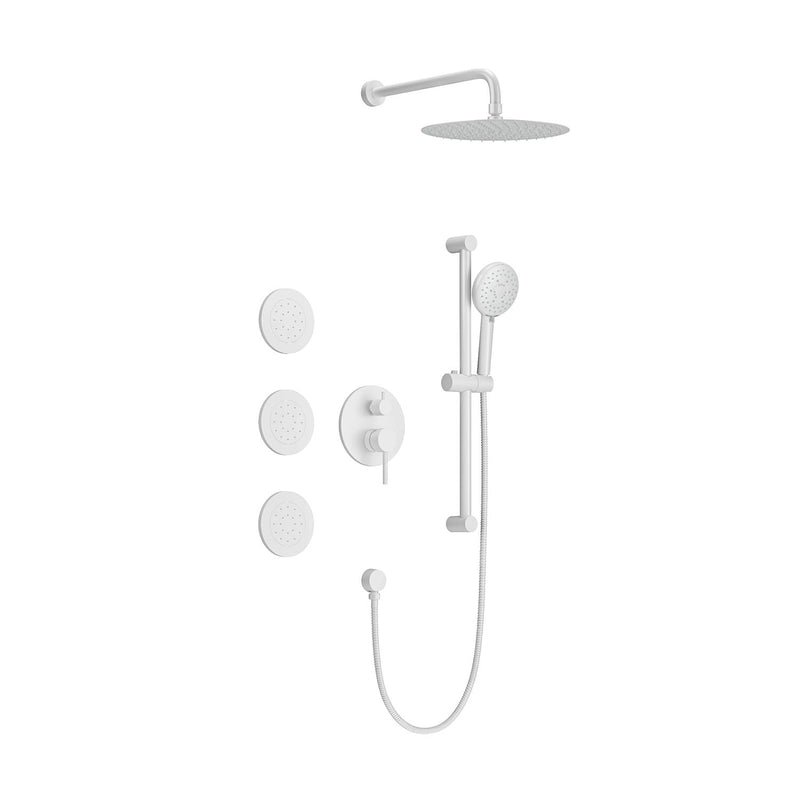 Shower System with Shower Head, Hand Shower, Slide Bar, Bodysprays, Shower Arm, Hose, Valve Trim, and Lever Handles by HouseOfZazla