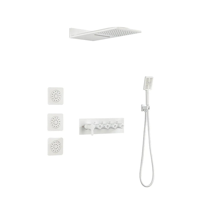 Wall Mounted Waterfall Rain Shower System With 3 Body Sprays & Handheld Shower by HouseOfZazla
