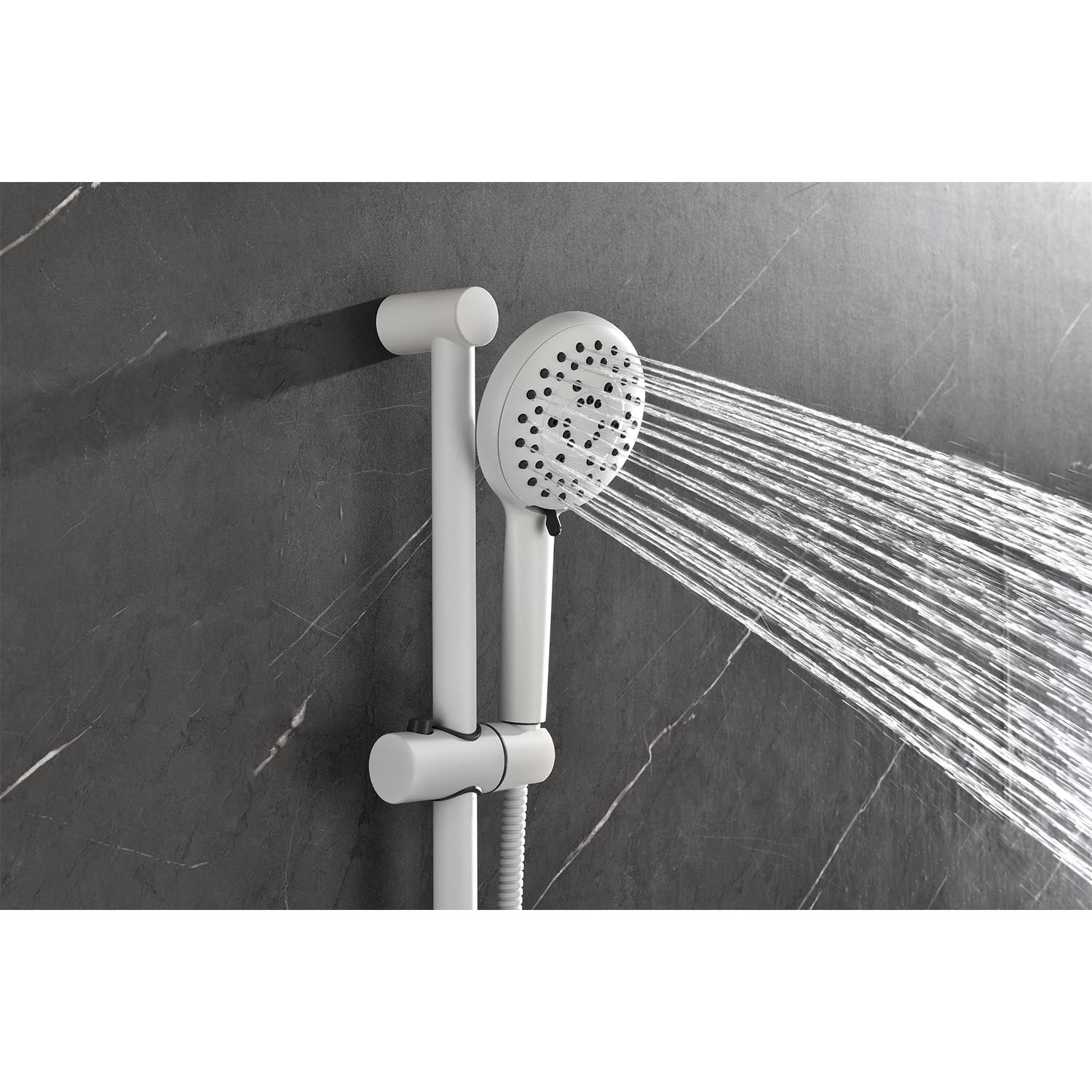 Shower System with Shower Head, Hand Shower, Slide Bar, Bodysprays, Shower Arm, Hose, Valve Trim, and Lever Handles by HouseOfZazla