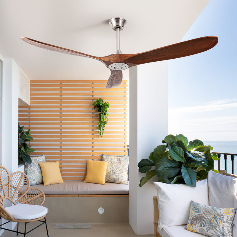 60 Inch Indoor Modern Ceiling Fan With 3 Solid Wood Blades by HouseOfZazla