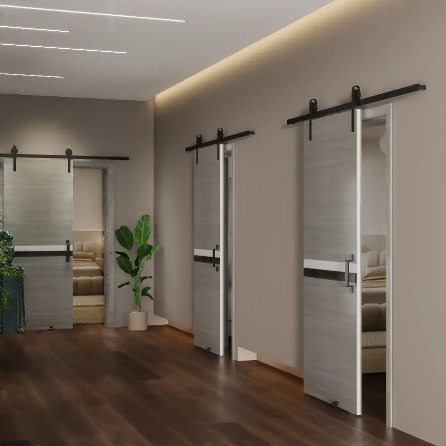 CRAZY ELF Melamine Integrated Door Slab with Sliding Track Kit by HouseOfZazla