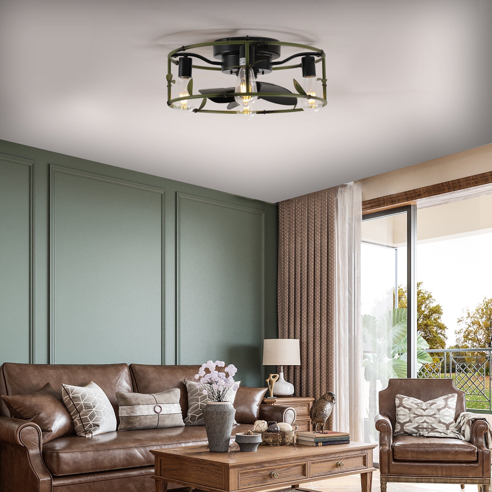 19" Green Industrial Ceiling Fan with Light by HouseOfZazla