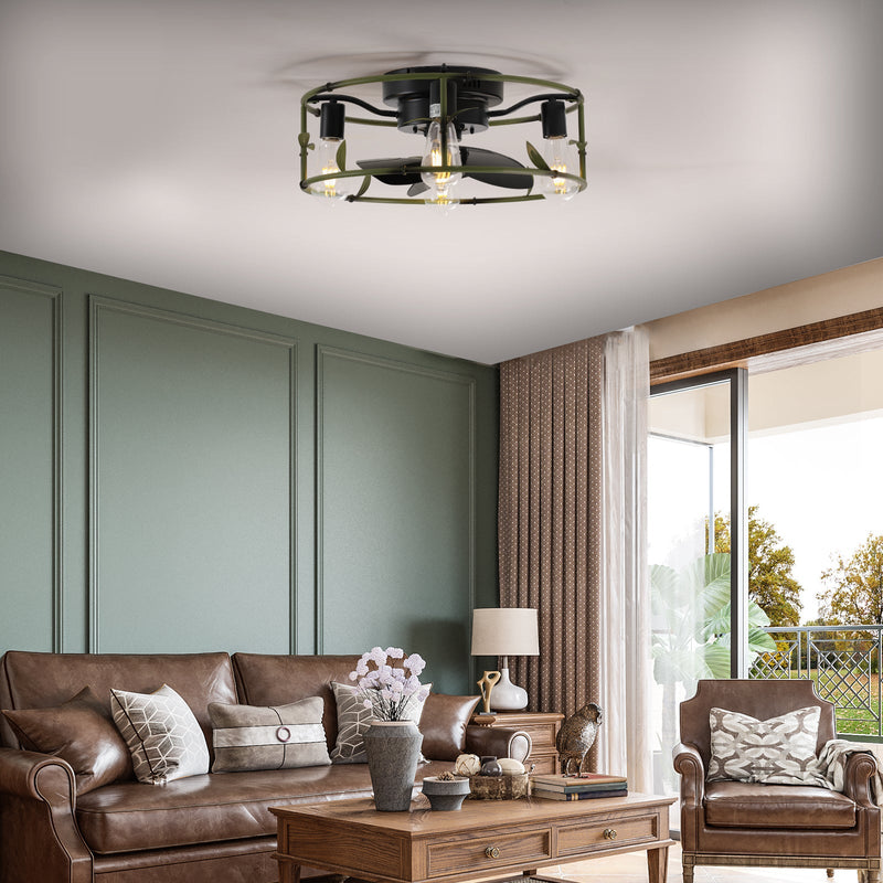 19" Green Industrial Ceiling Fan with Light by HouseOfZazla