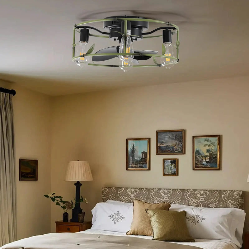 19" Green Industrial Ceiling Fan with Light by HouseOfZazla