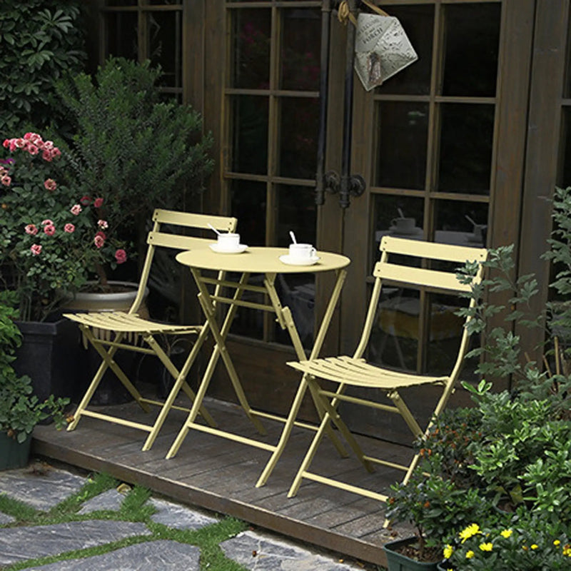 3 Piece Patio Bistro Set of Foldable Round Table and Chairs by HouseOfZazla