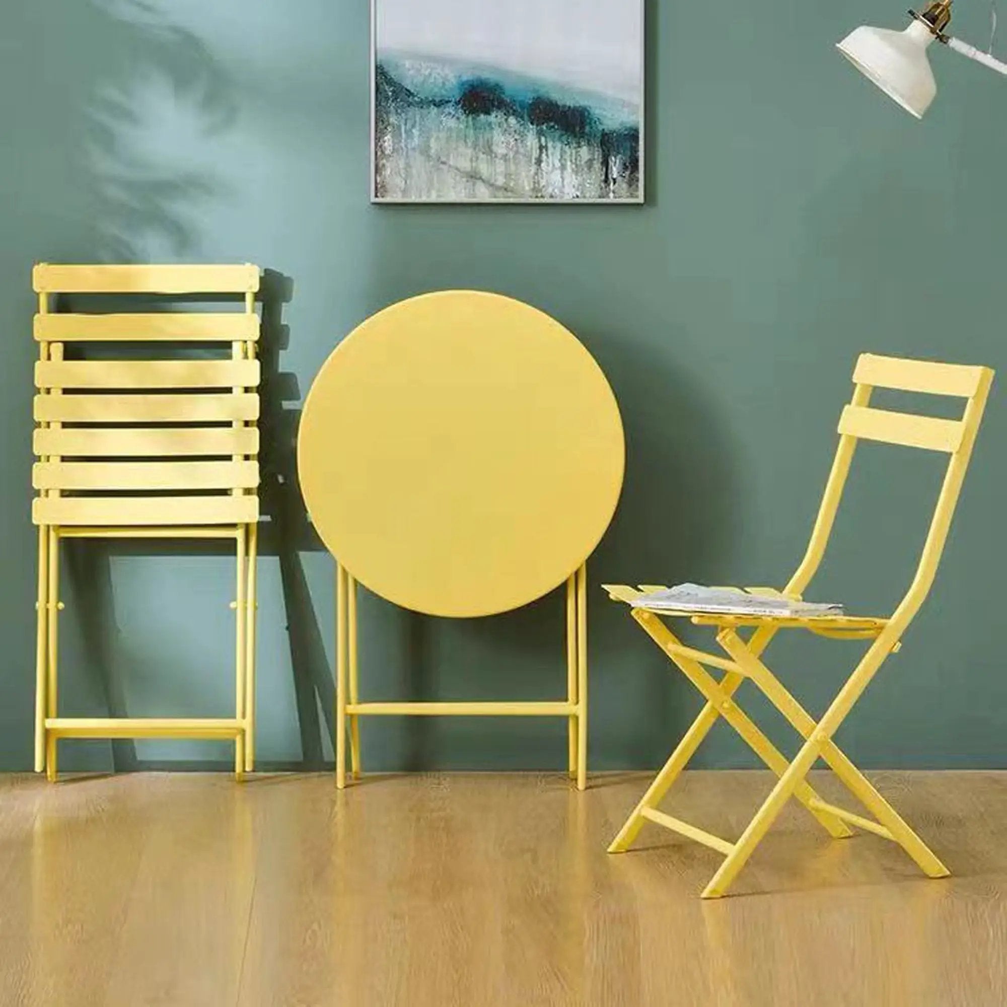 3 Piece Patio Bistro Set of Foldable Round Table and Chairs by HouseOfZazla