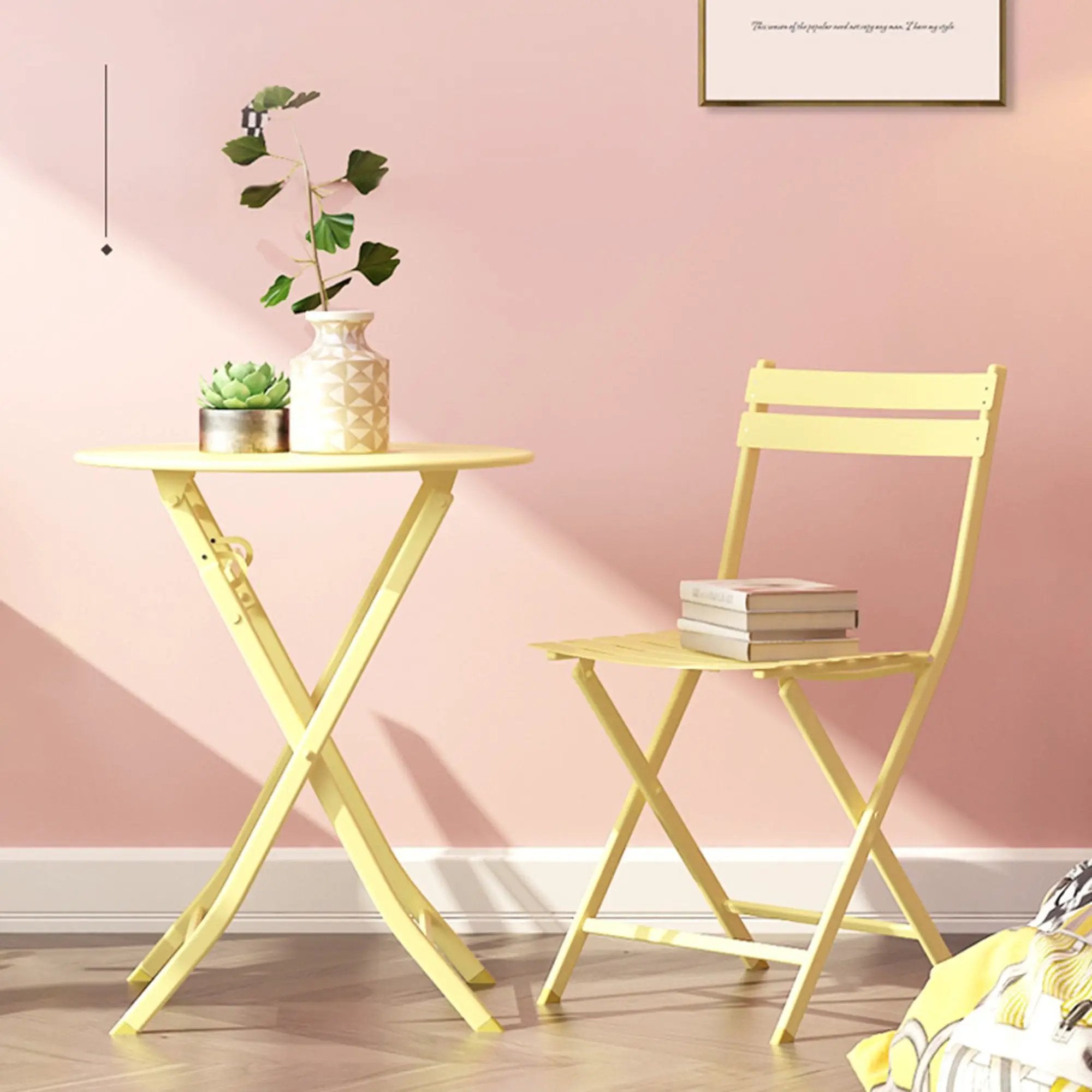 3 Piece Patio Bistro Set of Foldable Round Table and Chairs by HouseOfZazla
