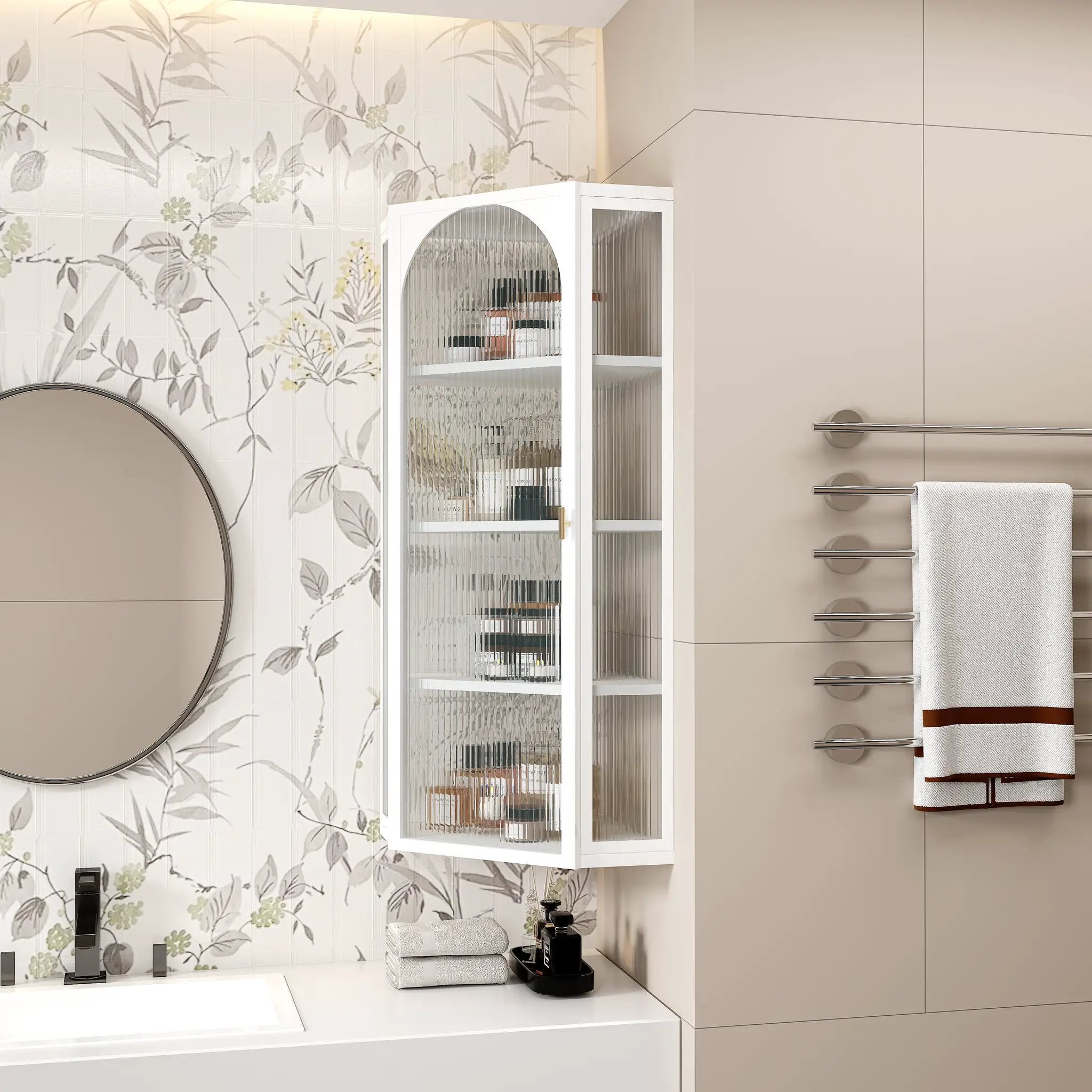 Glass Door Wall Mounted Corner Cabinet by HouseOfZazla