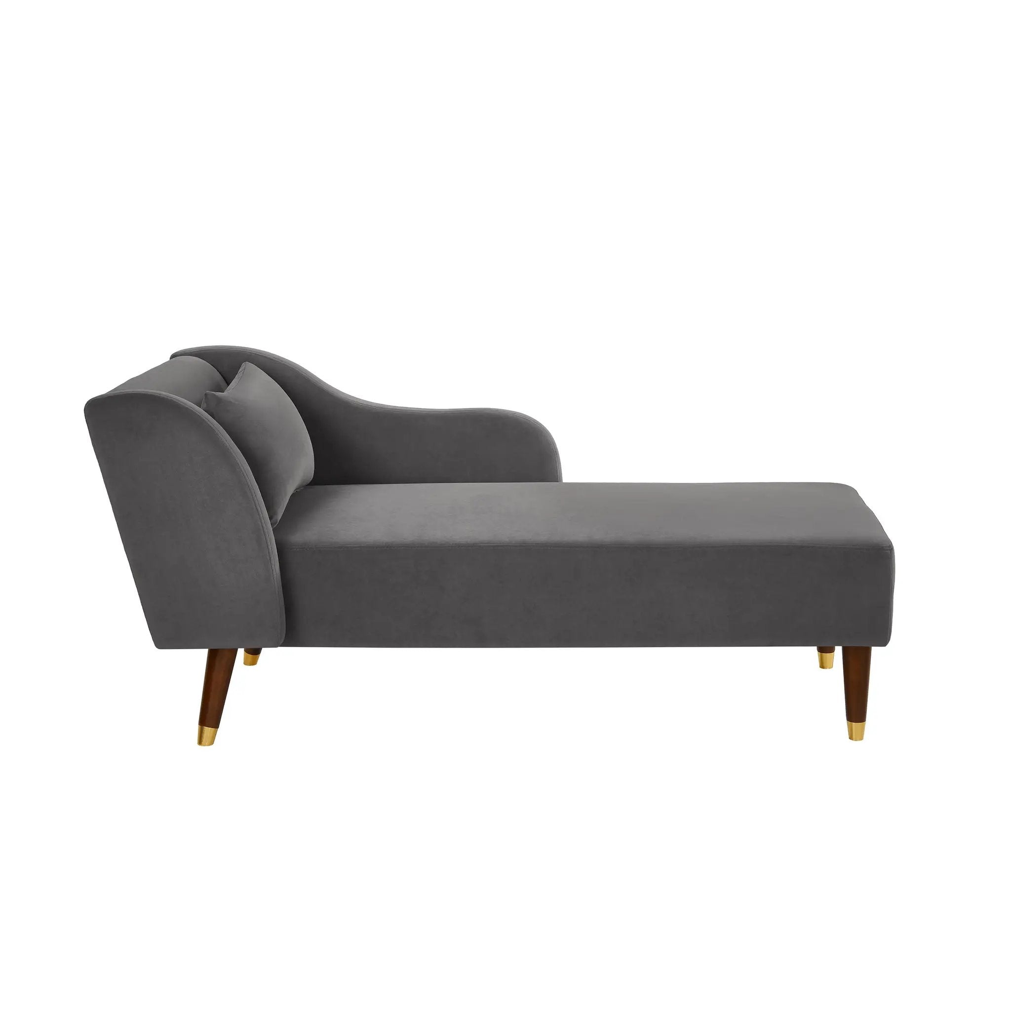 Modern Chaise Lounge Chair Velvet Upholstery (Grey) by HouseOfZazla