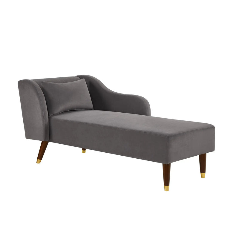 Modern Chaise Lounge Chair Velvet Upholstery (Grey) by HouseOfZazla