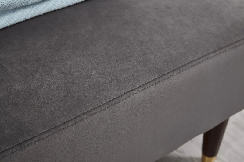Modern Chaise Lounge Chair Velvet Upholstery (Grey) by HouseOfZazla