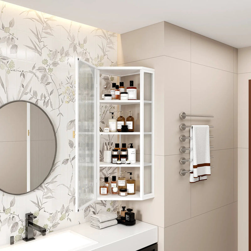 Glass Door Wall Mounted Corner Cabinet by HouseOfZazla