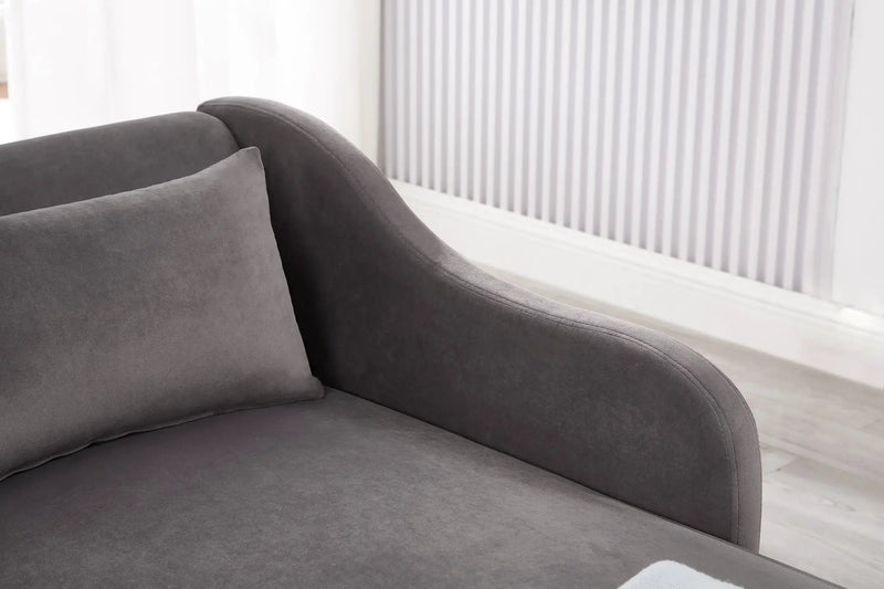 Modern Chaise Lounge Chair Velvet Upholstery (Grey) by HouseOfZazla