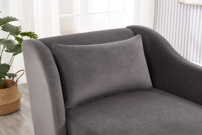 Modern Chaise Lounge Chair Velvet Upholstery (Grey) by HouseOfZazla