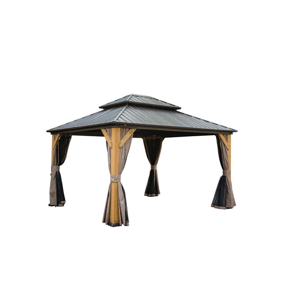 12'x14' Hardtop Gazebo with Galvanized Steel Roof - Brown Cedar