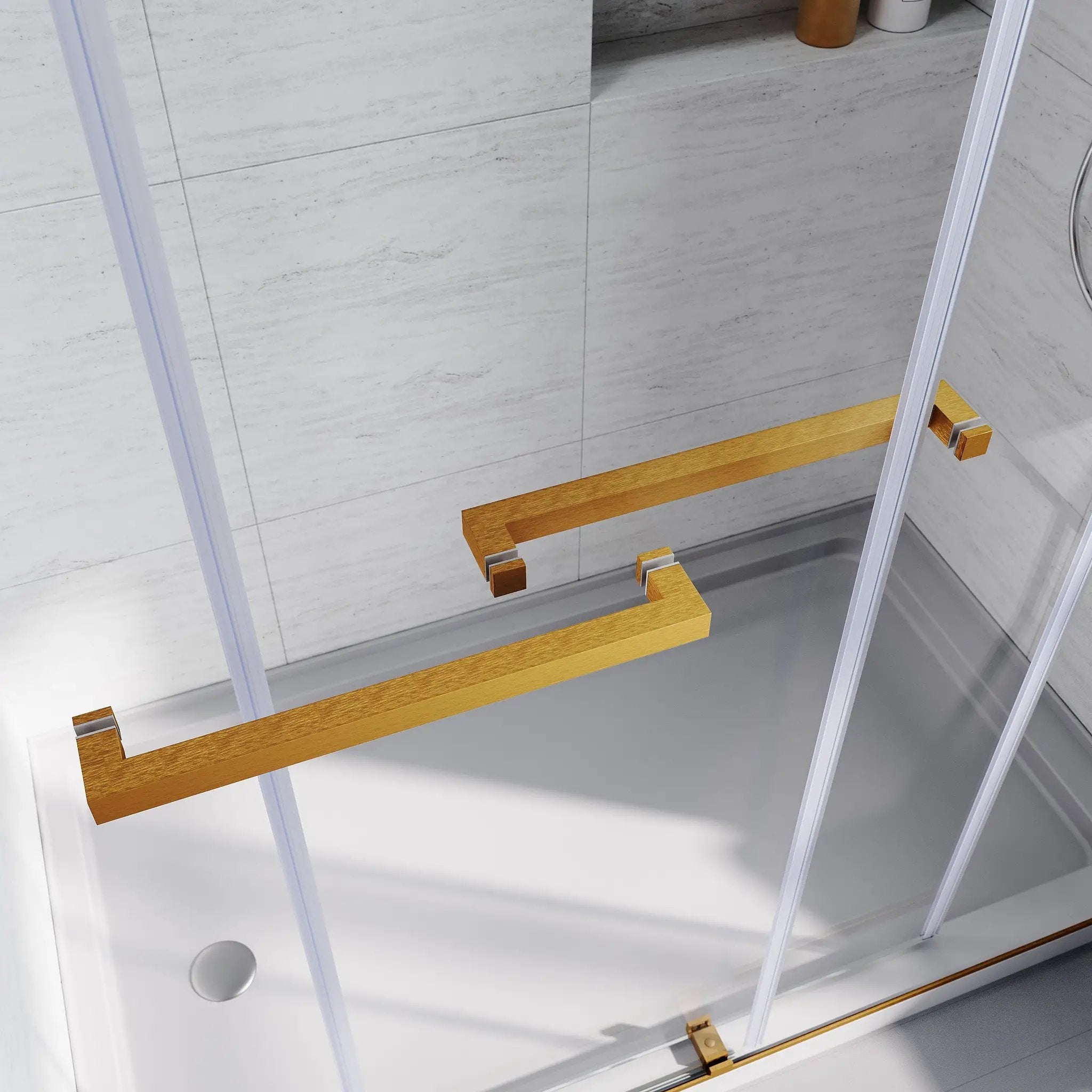 Brushed Gold Frameless Bathtub Door by HouseOfZazla