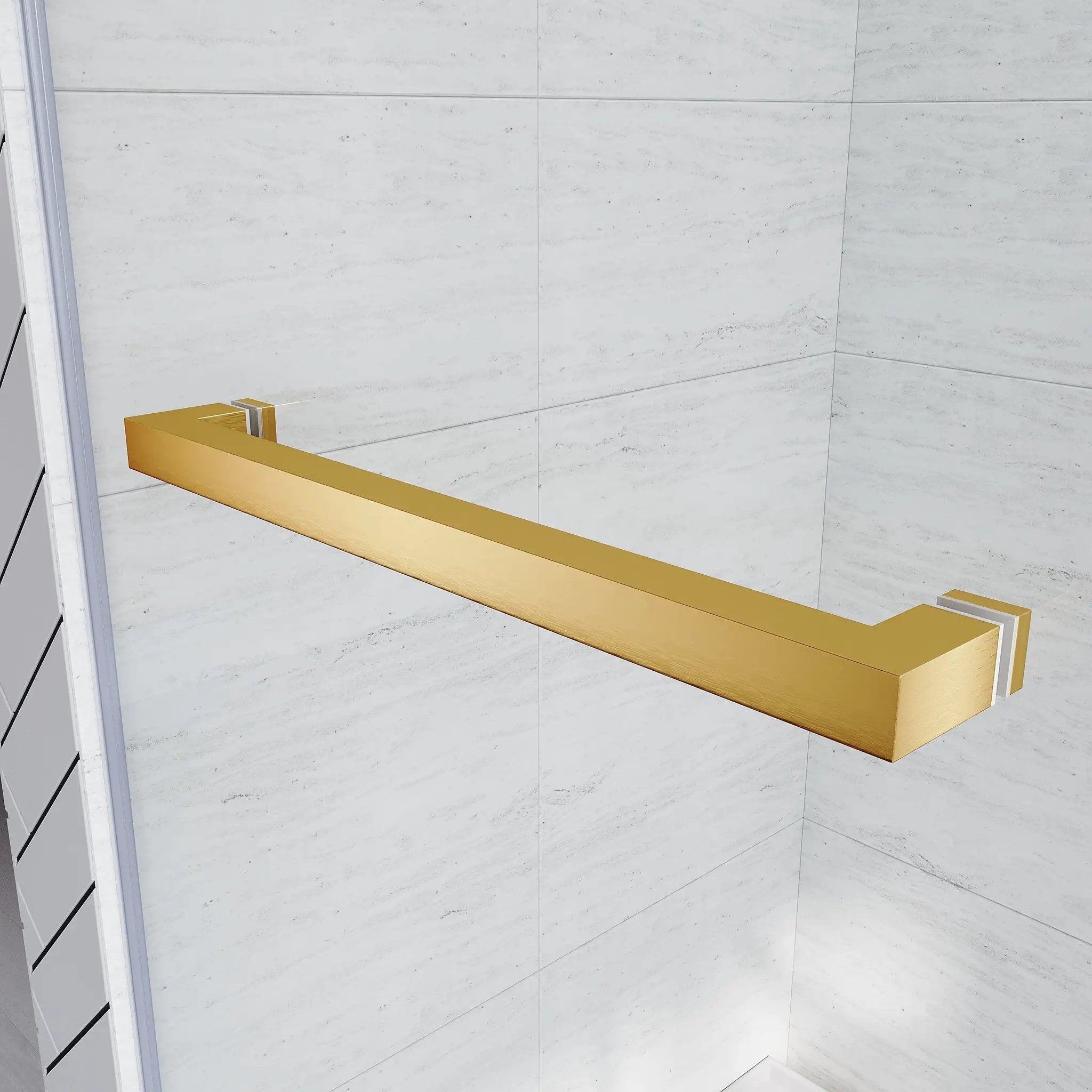 Brushed Gold Frameless Bathtub Door by HouseOfZazla