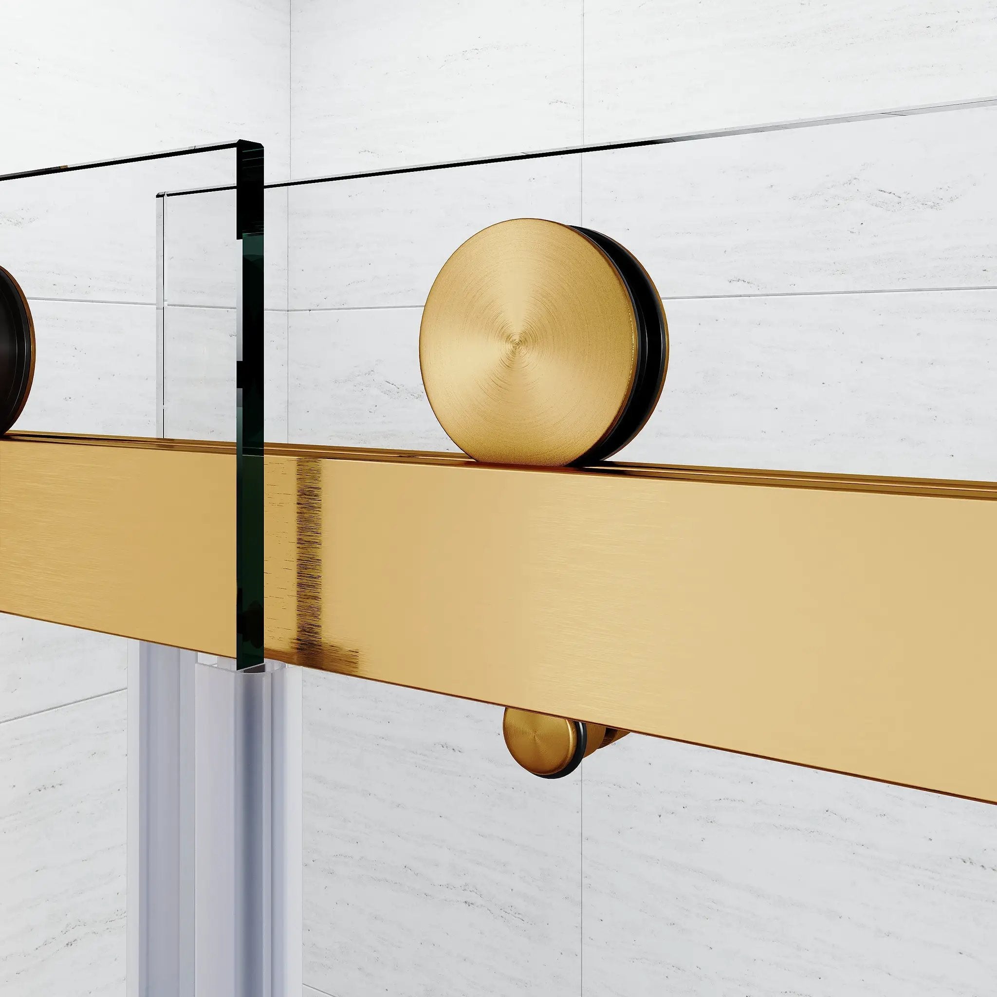 Brushed Gold Frameless Bathtub Door by HouseOfZazla