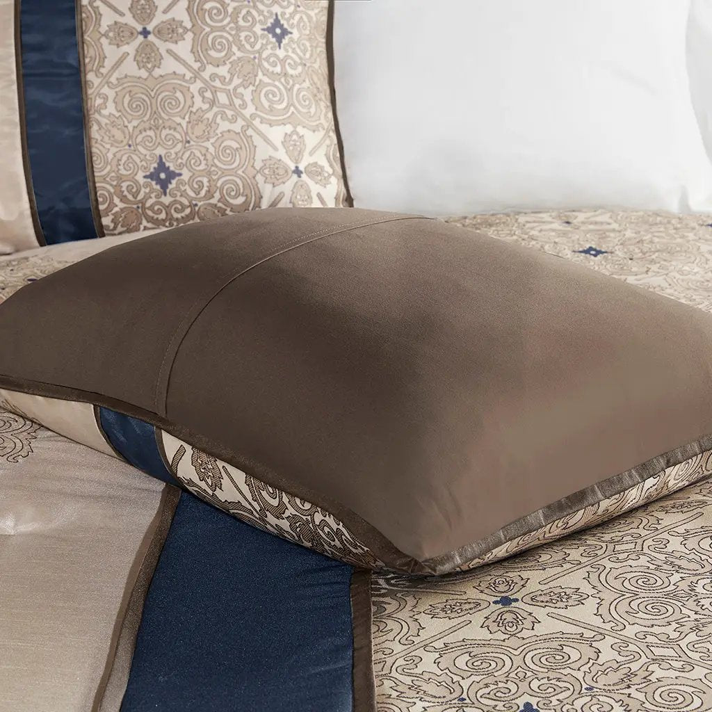 Queen 7 Piece Jacquard Comforter Set with Throw Pillows by HouseOfZazla