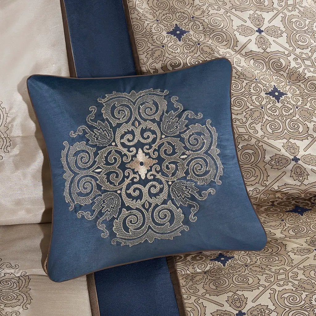 Queen 7 Piece Jacquard Comforter Set with Throw Pillows by HouseOfZazla