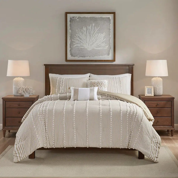 King 3 Piece Cotton Yarn Dyed Comforter Set, photo 2 of 9