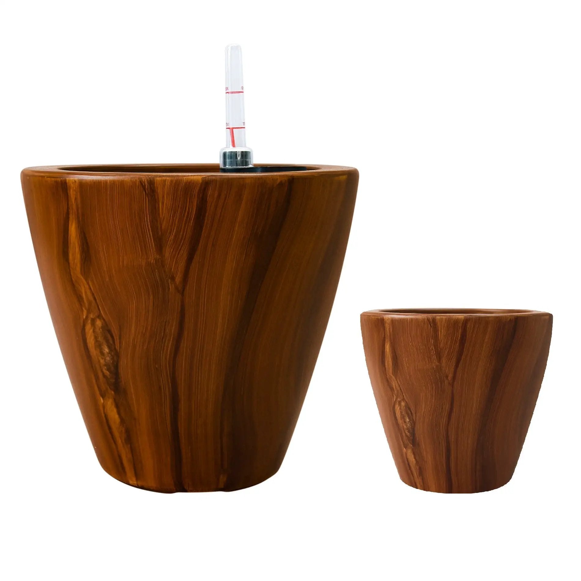 2-Pack 10 in. Dark Wood Plastic Self-Watering Planter Pot by HouseOfZazla