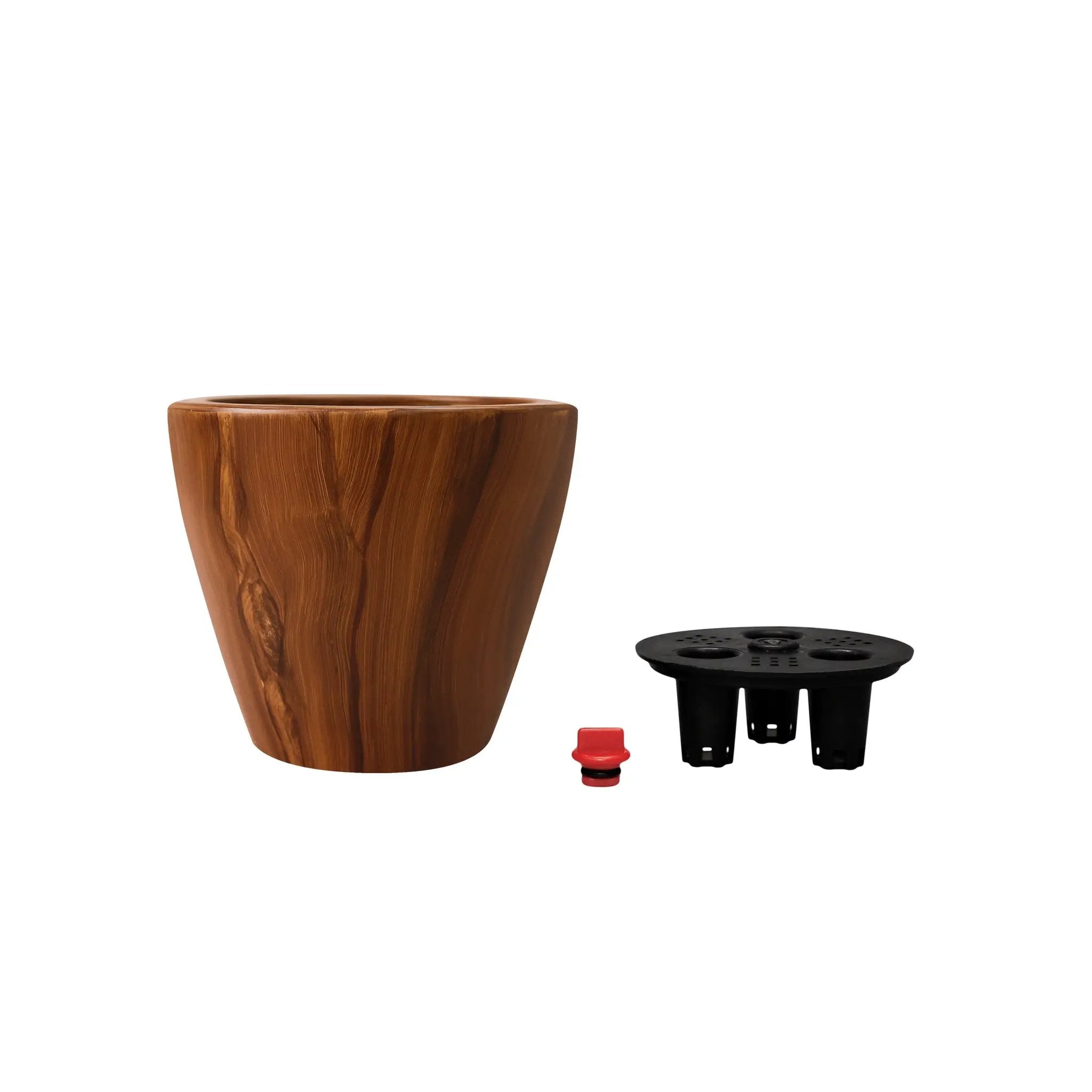 2-Pack 10 in. Dark Wood Plastic Self-Watering Planter Pot by HouseOfZazla