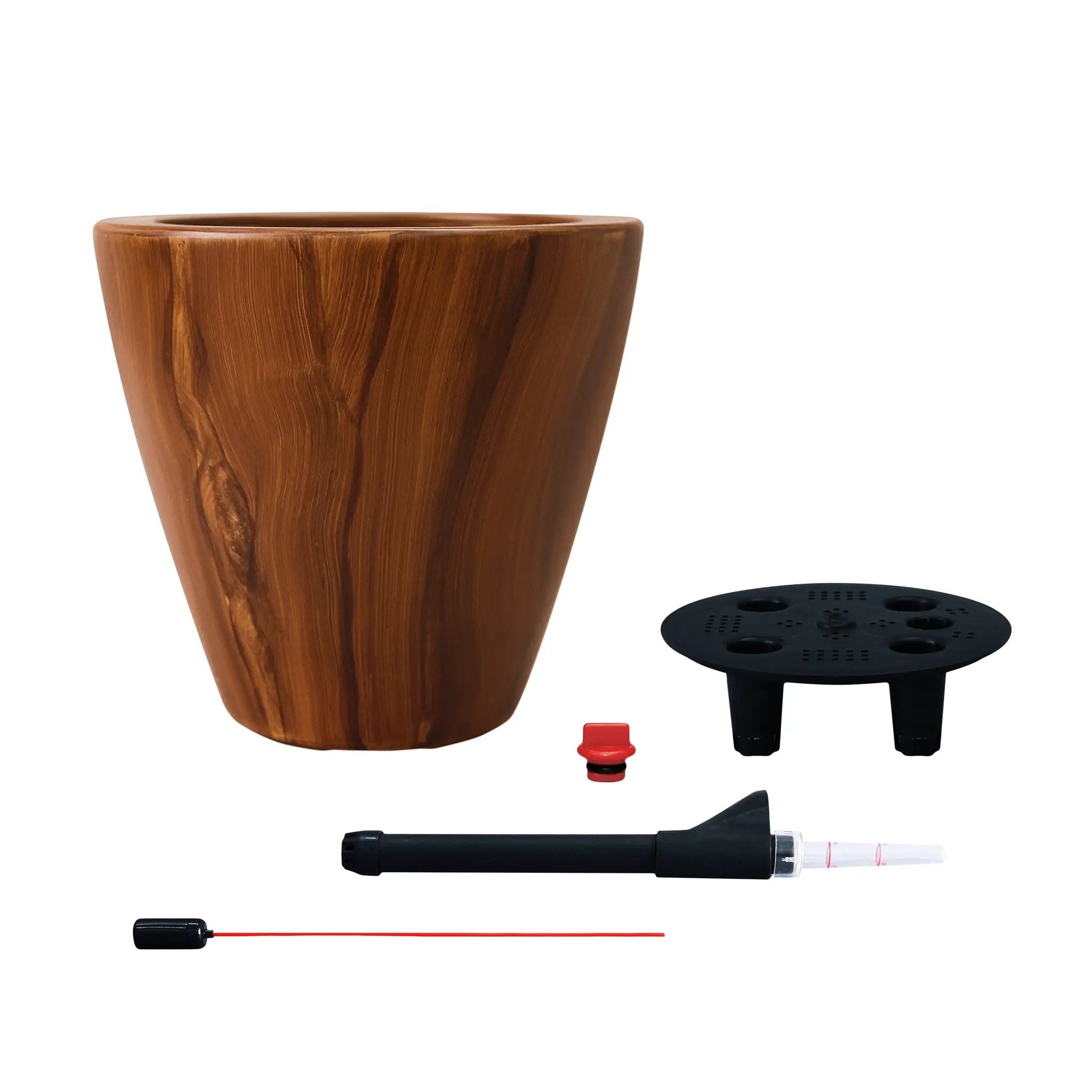 2-Pack 10 in. Dark Wood Plastic Self-Watering Planter Pot by HouseOfZazla