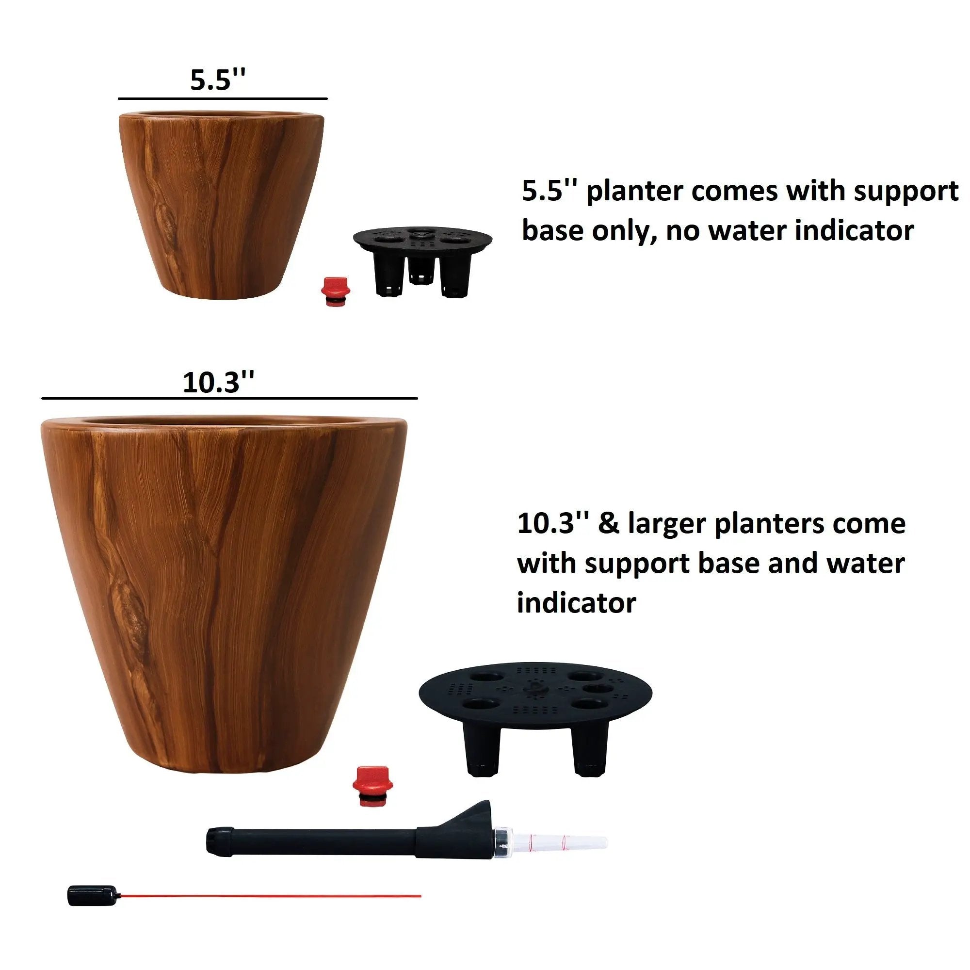 2-Pack 10 in. Dark Wood Plastic Self-Watering Planter Pot by HouseOfZazla