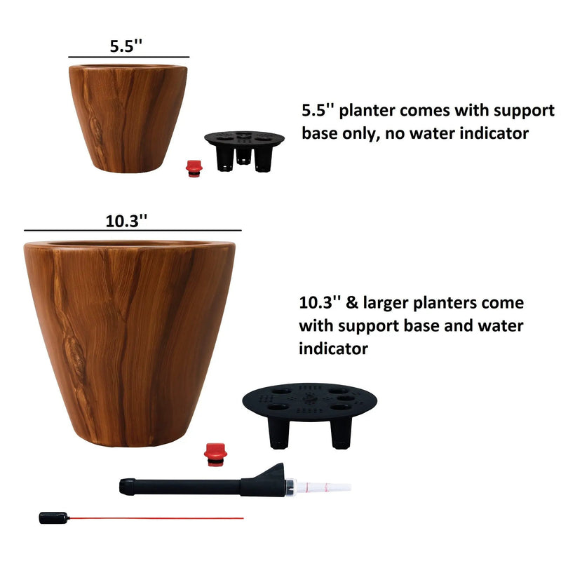 2-Pack 10 in. Dark Wood Plastic Self-Watering Planter Pot by HouseOfZazla