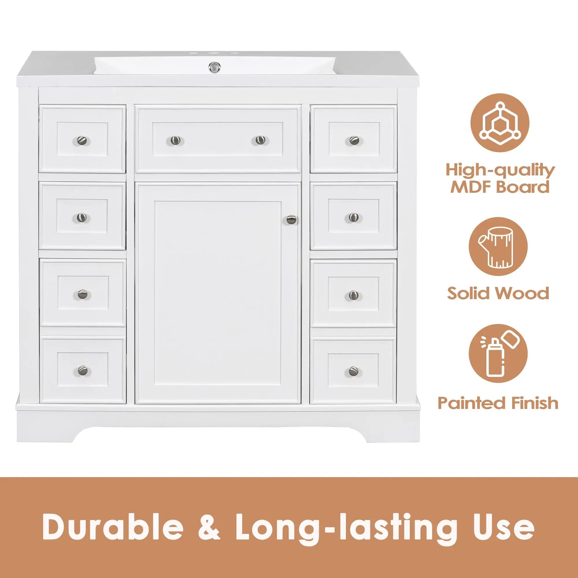 36" Bathroom Vanity without Sink, Cabinet Base Only by HouseOfZazla