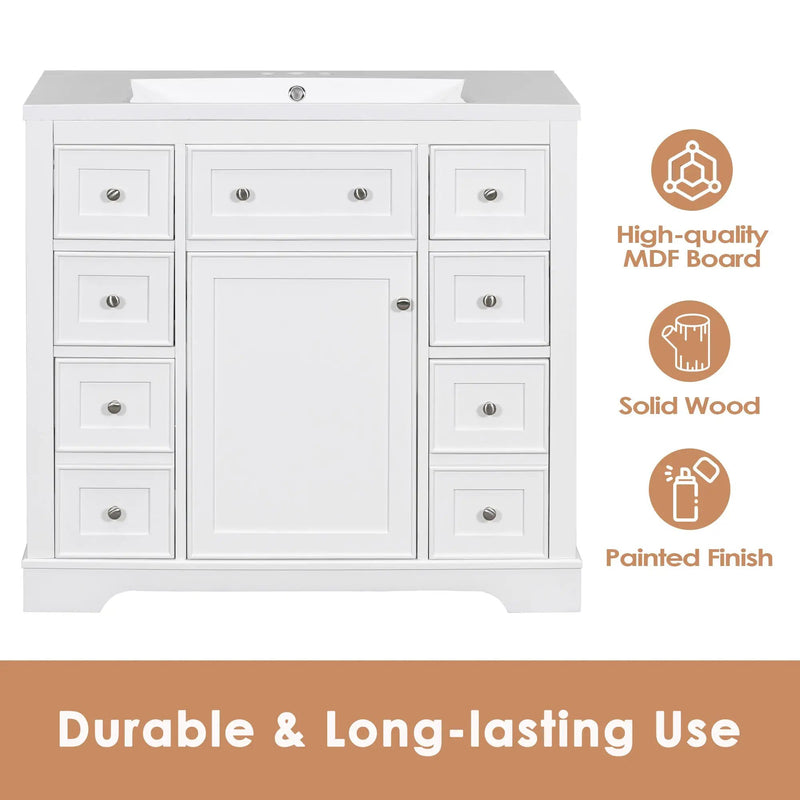 36" Bathroom Vanity without Sink, Cabinet Base Only by HouseOfZazla