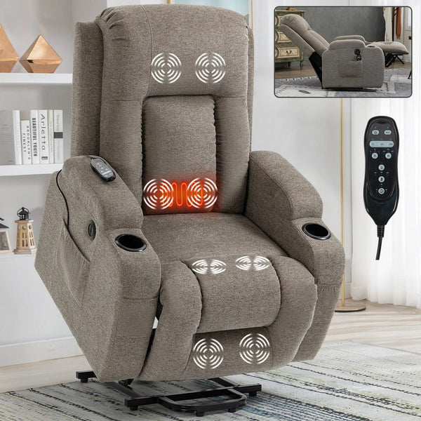 Power Lift Recliner Chair with Massage and Heat - ComfortMAX